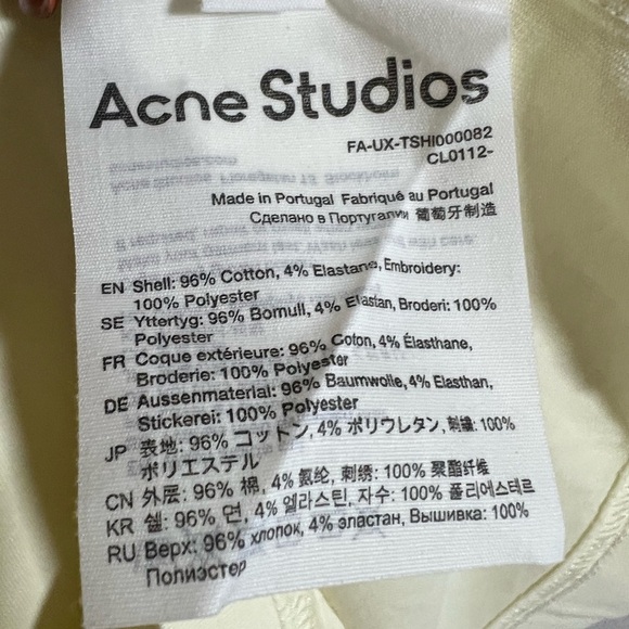 NWT Acne Ivory Light Yellow Top with Embroidered Face Patch Small - Picture 4 of 5
